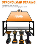 Power Tool Organizer Wall Mount Heavy Duty Floating Shelf For Drill And Screwdriver 150lb Capacity Easy Install Garage Storage Rack Utility Holder Perfect Gift For Fathers Day with drills displayed below.
