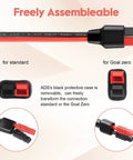 Freely assembleable 10AWG solar panel cable connector kit with beefy copper wire 1.6 ft extension, compatible with Anderson connector.