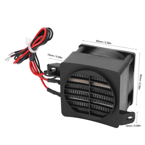 Top Shelf 220 Volt 300 Watt Electric Ceramic Ptc Air Heater With Built In Fan And Smart Thermostatic Control, showing ceramic heating element and wiring.
