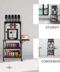 Solid As A Rock 4 Tier Rolling 3D Printer Stand With Hella Spacious Spool Storage, showcasing spools, printer, and workspace.
