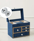 Super Sparkle 16-Pack Crystal Glass Cabinet Knobs With Shiny Aluminum Bases shown on a jewelry box with drawers.