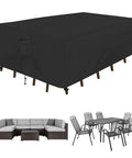 All Weather Rectangle Patio Furniture Cover For Outdoor Dining Tables And Chairs, Waterproof And UV Resistant, Fits Up To 110 Inches Long By 84 Inches Wide By 28 Inches High, Black, Heavy Duty Protection