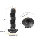 Built Tough M3 x 12 mm Hex Socket Button Head Cap Screws Grade 12.9 Alloy Steel Fasteners dimensions and details