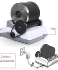 Rock Tumbler Kit With Ultra Quiet Electric Polisher For DIY Gem Crafting At Home showing power jack and connection instructions