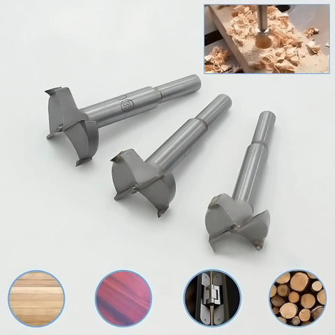 Heavy Duty Forstner Drill Bit Set 30 To 60 Mm Six Piece Kit Features carbide tips for precise wood boring in various materials.