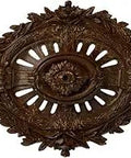 Root Beer Crackle Ceiling Medallion, Deep Relief And Hand Painted Detailing, 35.9 Inches Wide By 22.5 Inches High, 4.38 Inch Projection