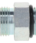 Heavy Duty One Half Inch JIC Male To Three Quarter Inch ORB Hydraulic Fitting With One And One Sixteenth Inch Twelve Thread O Ring Boss End Forged Carbon Steel Zinc Trivalent Coating Model 6400 08 12, side view