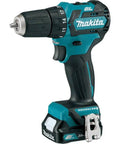 Ultra Compact 12V Max CXT Brushless Cordless Driver Drill with black and teal design, ideal for tight spaces and precise fastening.
