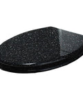 Slick Glitter Toilet Seat Soft Close Rounded Molded Resin Cover in black star finish, showcasing glitter design and smooth edges.