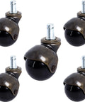 Two Inch Brass Caster Wheels Five Pack Antique Ball Casters With Seven Sixteenth Inch Diameter And Seven Eighth Inch Long Grip Ring Stem For Your Vintage Furniture Upgrades And Retro Vibe Not Universal Sockets Not Included, five brass ball casters