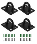 Stainless Steel Ceiling Hooks 4 Pack Ultra Sturdy Pad Eye Plate U Hooks For Ceiling Wall Mounts Heavy Duty Marine Grade Hanging Hardware For Swing Hammock Yoga Silk Indoor Outdoor Use, black with screws