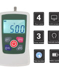 Portable Digital Force Meter 100N Push Pull Tester For Industrial Use With Three Measurement Modes And Four Unit Options High Accuracy Sensor Compact Handy For Field And Lab Tests, front view
