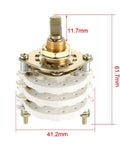 3P6T 3 Pole 6 Position 3 Deck Band Selector Rotary Switch with knob cap, 21 pins, panel mount, 61.7mm height, 41.2mm width