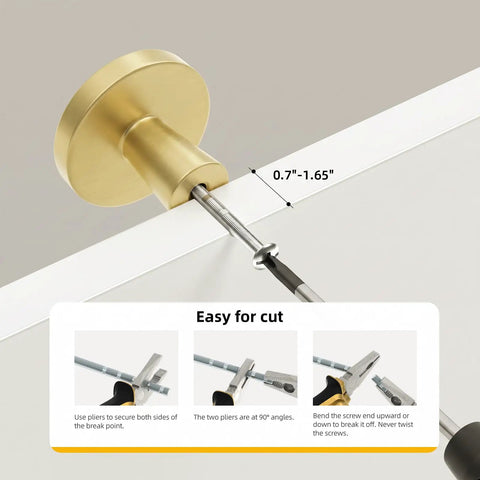 Gold Cabinet Knobs Brushed Brass Round Dresser Drawer Knobs For Closets And Doors with adjustable screws 0.7-1.65 inches