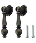 Vintage Cabinet Pulls 2 Pack Antique Bronze Pendant Handles with screws, 58x20mm, for cabinets drawers closets dresser wardrobe furniture.