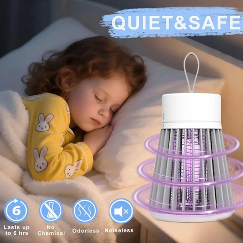 Rechargeable Indoor And Outdoor Insect Killer With UV Light, Portable USB Powered Mosquito And Fly Zapper in bedroom setting
