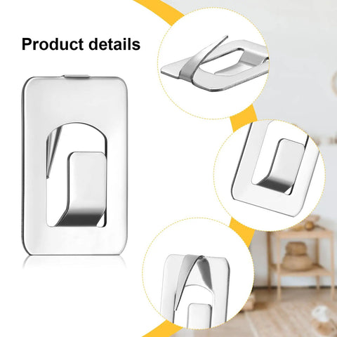 Sturdy Stainless Steel Cubicle Hooks Set For Fabric Panel Walls And Office Partitions shown with close-up details
