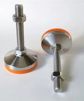 4 Pack Heavy Hitter Adjustable Leveling Feet Stainless Steel Machine Supports with M24 Threaded Studs and thickened base pads on a white background.