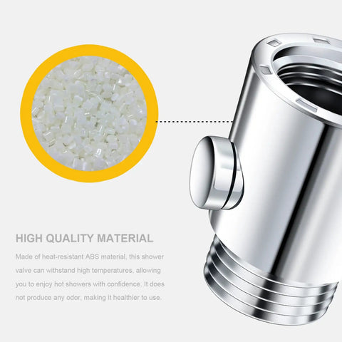 One Push Button Shower Shut Off Valve No Fuss With G1 2 Inch Fit Universal Water Flow Control For Shower Arm Hose Or Bidet Sprayer, Easy On Off, Bathroom Upgrade, silver ABS close-up