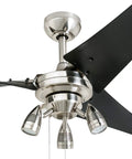 56 Inch Modern Ceiling Fan With LED Light And Pull Chain, Dual Mounting, Reversible Motor, High Performance Blades, Brushed Nickel Finish