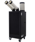Top Tier 220V Industrial Portable Air Conditioner 15400 Btu Spot Cooler with dual exhausts on wheels for easy mobility.