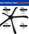 Heavy Duty 28 Inch Office Chair Base Replacement For Most Chairs 2400 Lbs Capacity Matte Black Metal Legs With Universal Casters Sockets displayed with chair compatibility for office, executive, desk, and gaming chairs.
