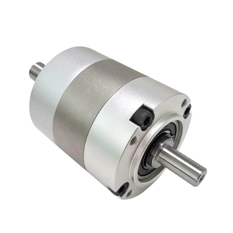 60Mm Double Shaft Planetary Gearbox PLS60 Precision Reduction Gearbox With 80 To 1 Ratio shown from side angle