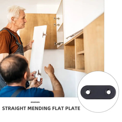 Flat Corner Brackets 12 Pack Stainless Steel Mending Plates for wood shelves and cabinets repair in use by two people