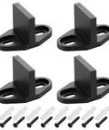 Beefed Up T Shaped Barn Door Guides Set For Bottom Track With Screws And Floor Anchors Four Pack Durable Steel Construction Rust Resistant Smooth Sliding Easy Install For Home Garage Workshop And Barn Door Projects black steel guides with screws and anchors