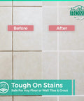 Before and after cleaning results using Grout Cleaner Bundle With Grout Brush Pro Grade Deep Clean And Stain Removal For Tile Floors.