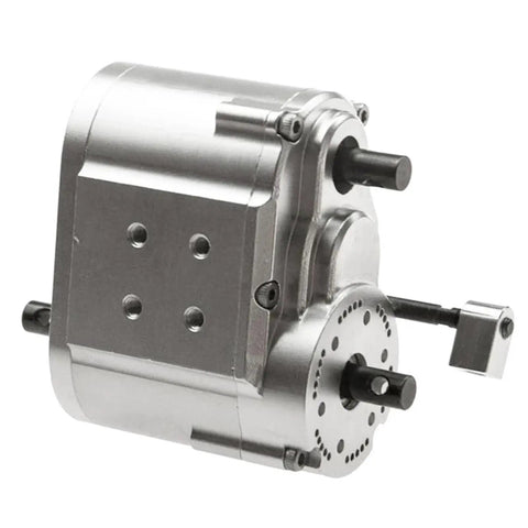 Rugged RC Transmission Gearbox For D90 And Axial SCX10 One Tenth Crawler Metal 2 Speed Transfer Case Upgrade Part, silver metal housing