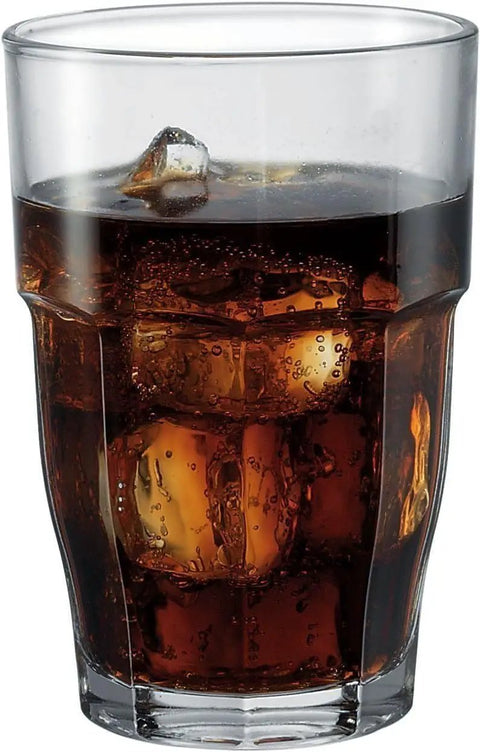 Stackable 12.5oz Glass Tumblers Set Of 6 For Sodas Juices Milk Beer And Spirits Dishwasher Safe Durable Tempered Glass Drinkware
