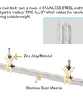 Diagram showing 10 Pack 3 Inch Cabinet Pulls Brushed Satin Nickel T Bar Drawer Handles with zinc alloy and stainless steel parts.