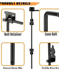 12 Inch Slide Bolt Latch Kit Drop Rod Gate Lock For Fence Courtyard And Outdoor Doors components overview