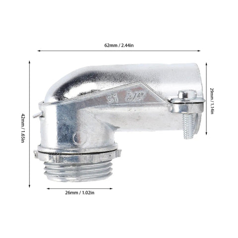 Heavy Duty Ninety Degree Squeeze Connectors For 3/4 In Flexible Metal Conduit and AC MC Cable Pack Of Ten Zinc Die Cast Elbow