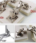170 Degree Frameless Cabinet Door Hinges With Hidden Hydraulic Buffer Adjustable Mounting Soft Close Stainless Steel Damping installed on wooden door