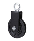 Heavy Duty Pulley Wheel For Home Gym Built Tough With ABS Alloy Construction, 440 Lb Capacity, 360 Degree Rotating Cable Wheel For Lat Pulldown And Full Body Workouts, Smooth Glide And Versatile Cable Training Accessory For Gains. black ABS alloy pulley wheel with metal eye bolt