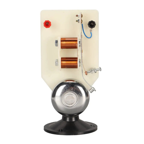 Magnetic Electromagnet Demonstration Kit For Physics Class With Vertical Bell Mechanism and base, showcasing coils and bell.