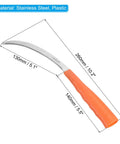 10 Inch Serrated Sickle Set For Garden Weeding And Harvesting, Stainless steel blade and non-slip orange handle, 10.2 inches long