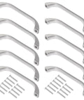 10 Pieces Zinc Alloy Wardrobe Handles And Drawer Pulls, Modern Silver Cabinet Door Pulls With 128mm Hole Spacing, screws included