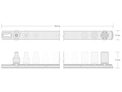 Three Eighths Inch Drive External Star Socket Set With Rail 12 Piece From E4 Through E20 Shallow External Star Sockets dimensions