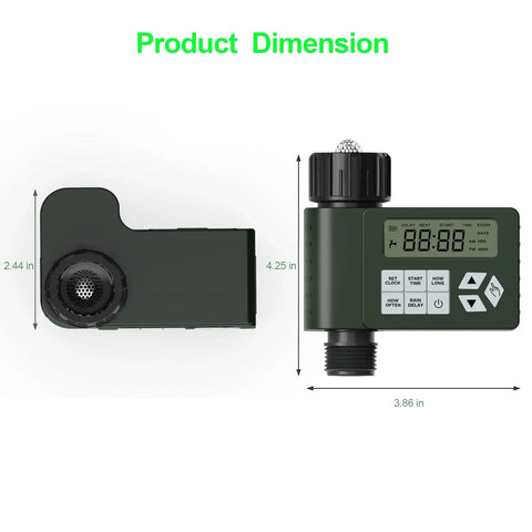 Hose Faucet Water Timer For Outdoor Garden Watering, Programmable Sprinkler Timer dimensions and LCD display
