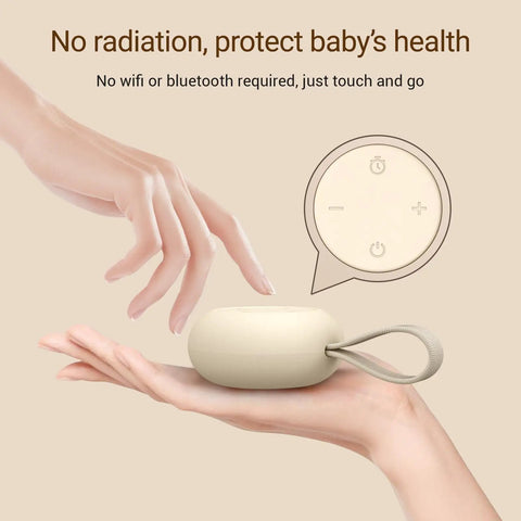 On The Go Baby Sleep Sound Machine With 12 Soothing White Noise Tracks USB Recharge 15 Hour Battery Life handheld view