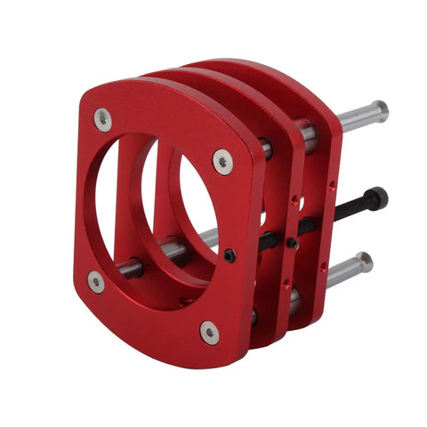 Rock Solid Aluminum Router Lift Base With 4-Jaw Clamping For Woodworking Tables And Engraving Tools, Precision Lift System For Small Trimming Machines, Vibration Free Performance red aluminum router lift base with 4-jaw clamp