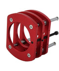 Router Table Lift Base With Four Jaw Clamping System Aluminum Alloy Lifting Base And Crank Handle For DIY Woodworking Router Table Build Perfect For Small Trimming Machines And Precise Adjustments., red aluminum router table lift base with four-jaw clamp and crank handle