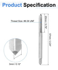 Kickass High Speed Steel Hand Tap Set For Number 8-36 Unf Threads, showing thread size and taper cut design details.