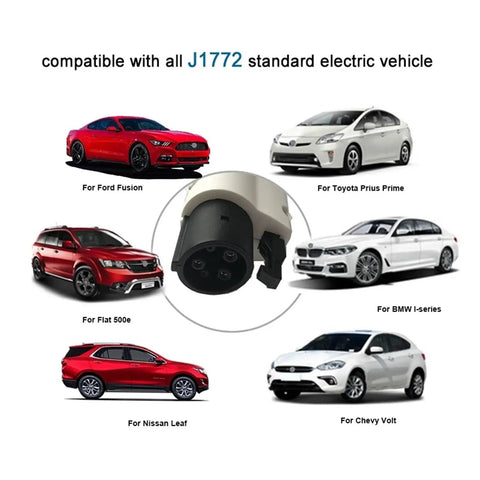 Top Shelf 50A SAE J1772 Plug Built For Hassle Free Level 2 Electric Car Charging Station Hookups With Heavy Duty Weather Sealed Type 1 No Cable Adaptor with vehicle compatibility.