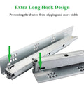 21 Inch Undermount Soft Close Drawer Slides Full Extension Heavy Duty Cabinet Hardware Six Pair Set showcasing extra long hook design.