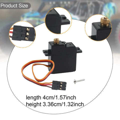 High Output Replacement RC Servo Motor For 1:16 Scale Remote Control Cars, 40mm x 34mm, precision steering upgrade for improved control.