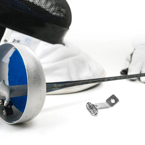 Fencing Foil Display Wall Hanger and Metal Vertical Storage Mount with fencing foil and mask